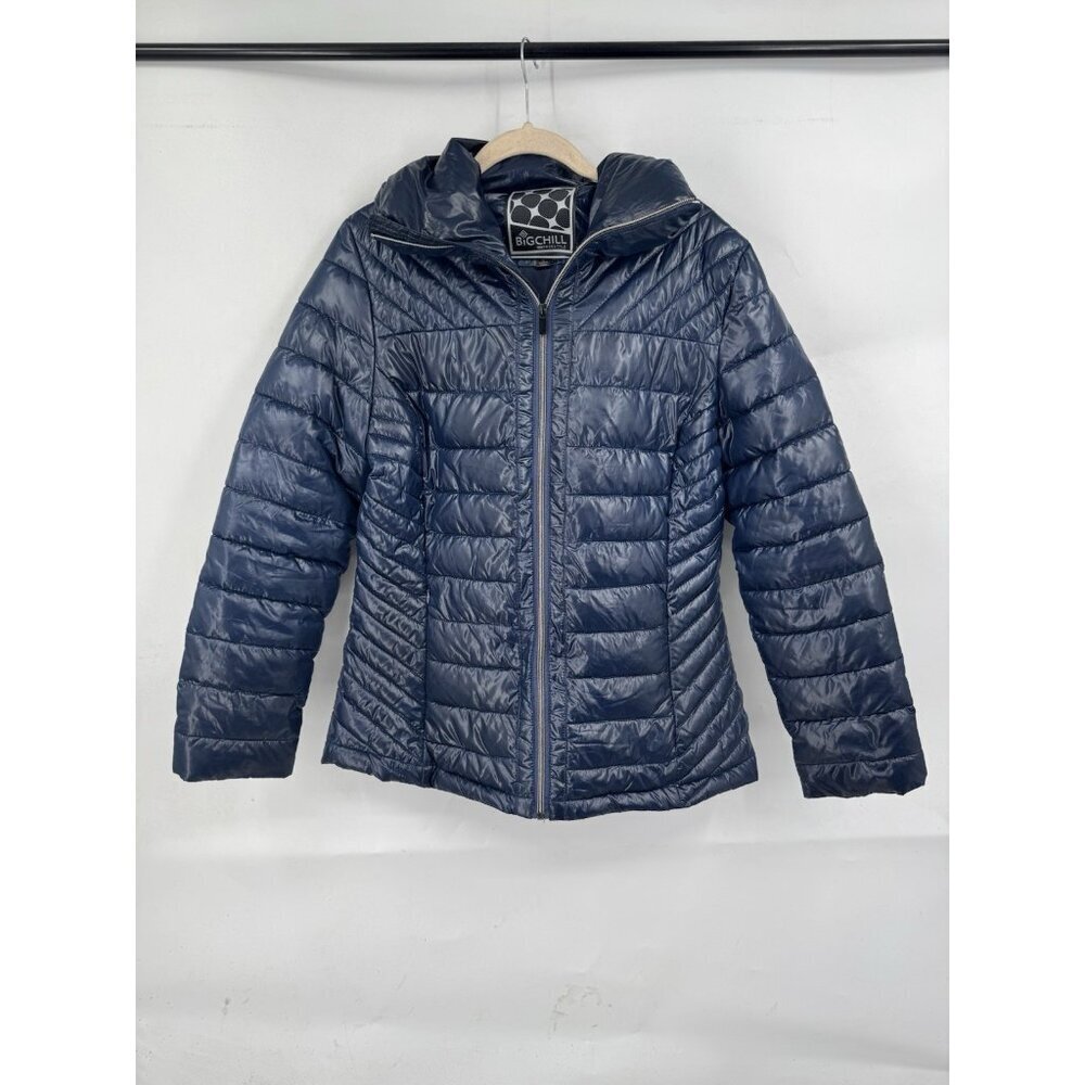 Big Chill Puffer Coat‎ Women Small Navy Blue Outdoor Full Zip Cozy Hiking Winter